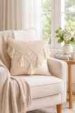 Jaal & Tassle Handwoven Macrame Cushion Cover - 16 X 16 inch