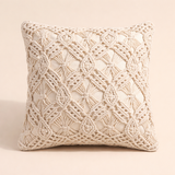 Sun & Checks 100% Macrame Cushion Cover - 16 X 16 inch