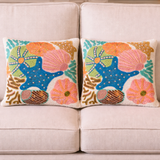 Color Coral Blast Beaded Pillow Cover (Set of 2) - 15 by 15 Inch