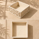 Criss & Cross Weave Handmade Macrame & Metal Storage Basket - 8 X 8 X 3.5
