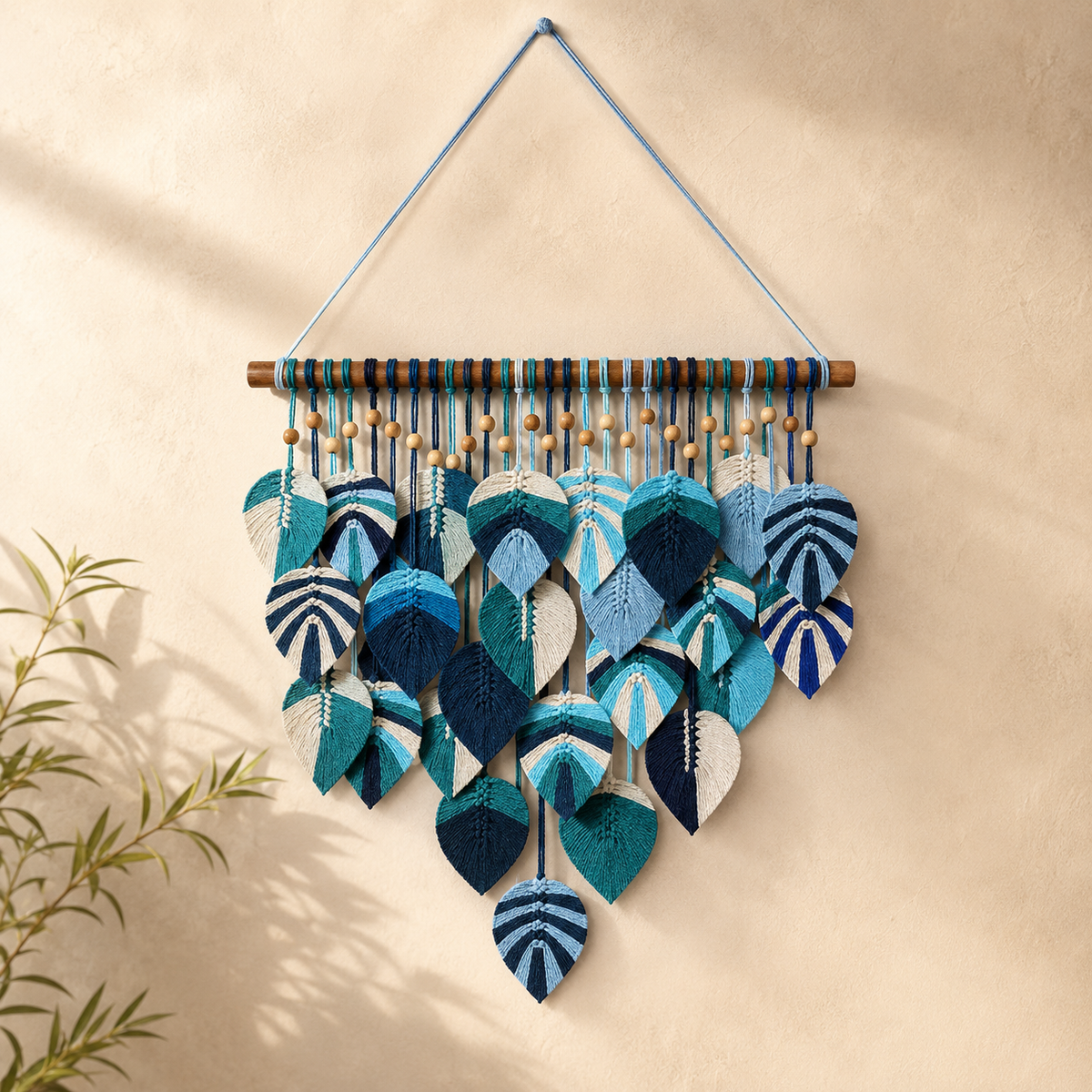 The Blue Beach Day 100% Handmade Macramé Wall Hanging - 20" X 30"