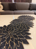 Black Gold Aster Beads Table Runner - 13 X 36 Inch