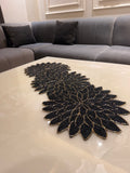 Black Gold Aster Beads Table Runner - 13 X 36 Inch