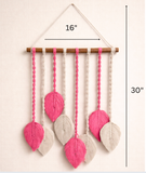 Pink & White 100% Handmade Macramé Wall Hanging - 16" X 30"