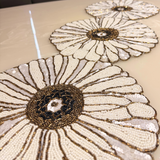 White Daisy luxe Beads Table Runner - 13 X 36 Inch