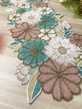 Pastel Floral Premium Bead Table Runner - 13 X 36 Inch